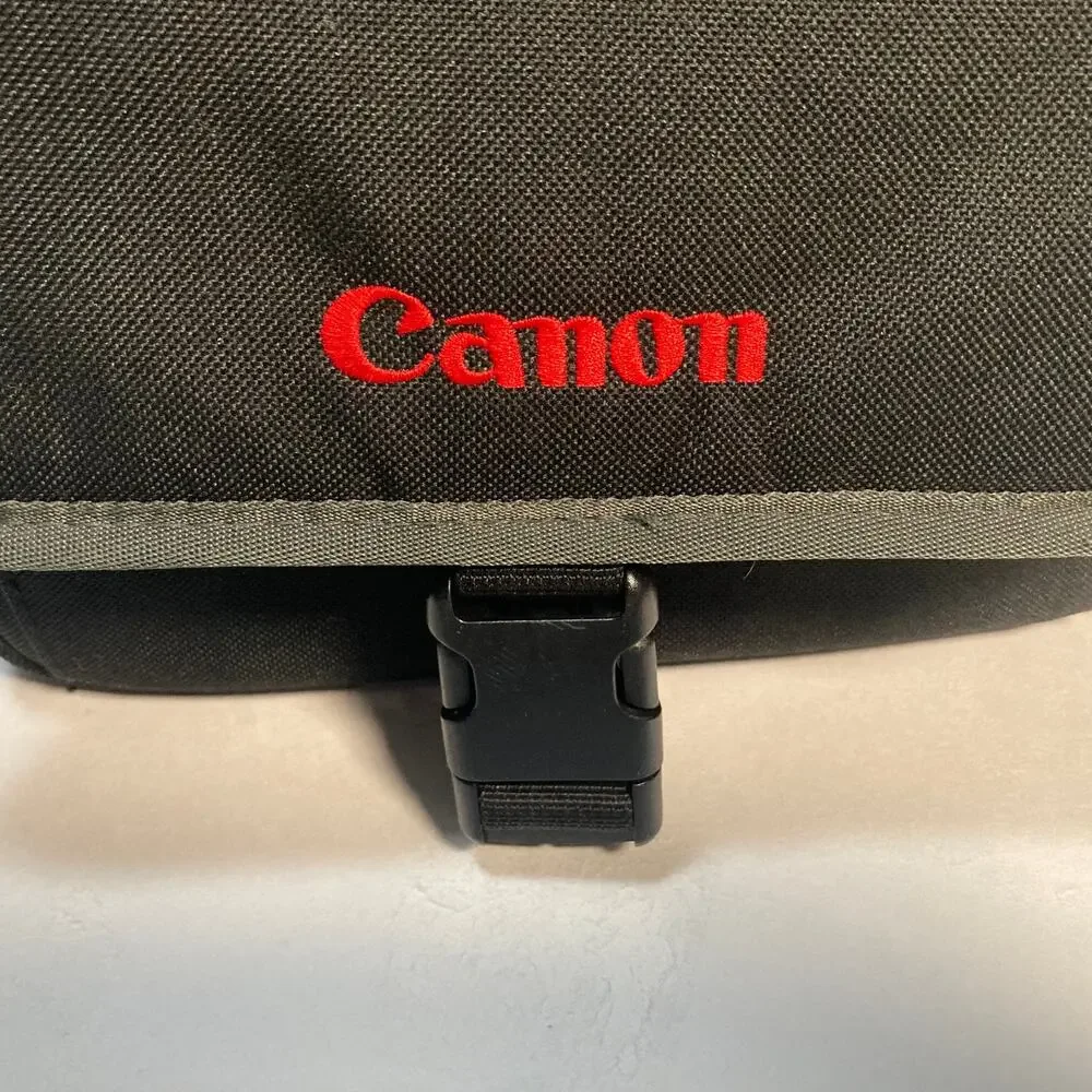 Vintage Canon Black accessory bag red logo 1990s SLR DSLR shoulder strap